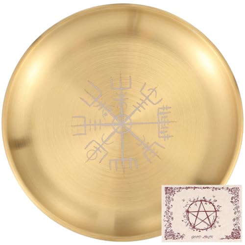 CREATCABIN Ritual Altartablett Goldene Opferschale Metall Edelstahl Flach Rund Kerzenhalter Schüssel Teller Mit Umschlag Und Karten Zum Räuchern Dekorationen Räuchergefäß Wahrsagerei CREATCABIN Ritual Altartablett Goldene Opferschale Metall Edelstahl Flach Rund Kerzenhalter Schüssel Teller Mit Umschlag Und Karten Zum Räuchern Dekorationen Räuchergefäß Wahrsagerei von CREATCABIN
