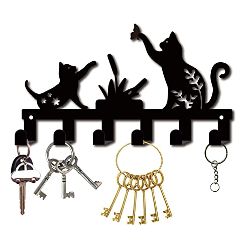 CREATCABIN Schlüsselhalter Aus Metall Schwarz Schlüsselhaken Organizer Kleiderbügel Wandmontage Dekorativ Mit 6 Haken Katze Schmetterling Für Haustür Eingangsbereich Flur Badezimmer Tasche 27x15.5 cm CREATCABIN Schlüsselhalter Aus Metall Schwarz Schlüsselhaken Organizer Kleiderbügel Wandmontage Dekorativ Mit 6 Haken Katze Schmetterling Für Haustür Eingangsbereich Flur Badezimmer Tasche 27x15.5 cm von CREATCABIN