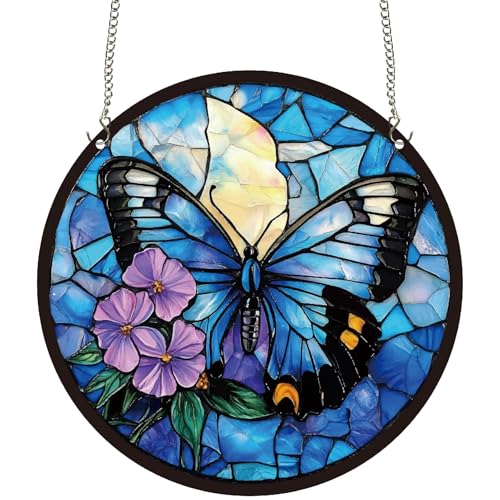CREATCABIN Schmetterlings-Sonnenfänger, rund, Acryl, gebeizte Tiere, Fenster, Wandkunst, hängende Ornamente mit Metallkette, für Einweihungsfeier, Wohnzimmer, Schlafzimmer, Zuhause, Garten, Dekoration CREATCABIN Schmetterlings-Sonnenfänger, rund, Acryl, gebeizte Tiere, Fenster, Wandkunst, hängende Ornamente mit Metallkette, für Einweihungsfeier, Wohnzimmer, Schlafzimmer, Zuhause, Garten, Dekoration von CREATCABIN