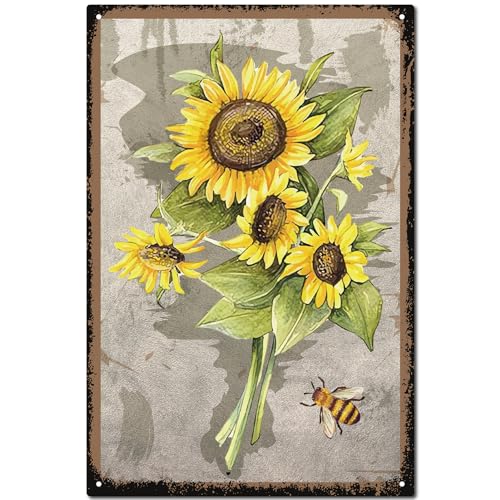 CREATCABIN Sonnenblume,Vintage-Schild,Biene,Metallblechschild,Poster,Schild,Wanddekoration,Retro-Gemälde,Plakette,Eisenschild,Kunstwandbild,Zum Aufhängen Für Garten,Zuhause,Küche,Bauernhaus,30x20cm CREATCABIN Sonnenblume,Vintage-Schild,Biene,Metallblechschild,Poster,Schild,Wanddekoration,Retro-Gemälde,Plakette,Eisenschild,Kunstwandbild,Zum Aufhängen Für Garten,Zuhause,Küche,Bauernhaus,30x20cm von CREATCABIN