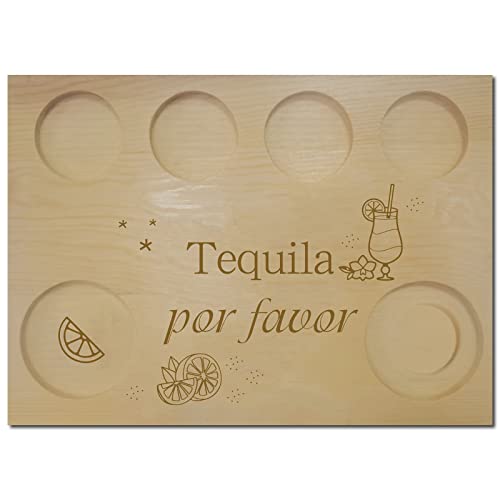 CREATCABIN Tequila Board Schnapsglashalter Mit Salzrand Schnapsglas-Set Serviertablett Aus Holz Für Bar Restaurant Party Familie Abendessen Treffen Männer Frauen Geschenke 25x18cm-Tequila Für Gunst von CREATCABIN