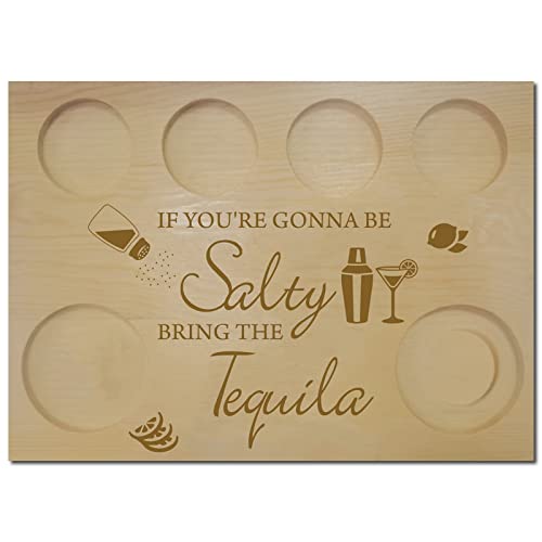 CREATCABIN Tequila Flight Board Bar Serviertablett Schnapsglashalter Salzrand Weinhalter Für Bar Restaurant Party Familientreffen Geschenke 25x18cm-Wenn Sie Salzig Sein Werden Bringen Sie Den Tequila von CREATCABIN