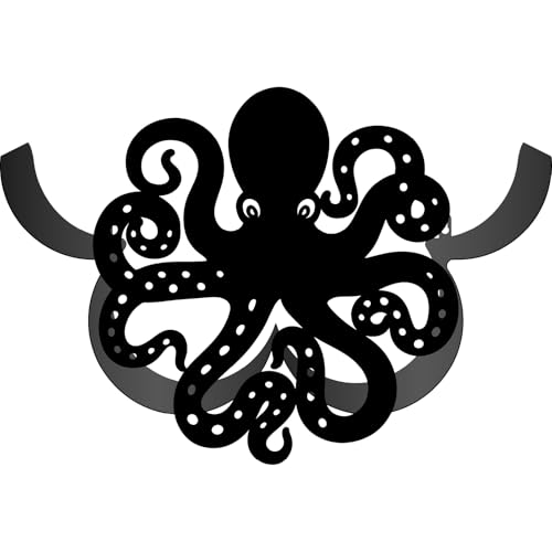 CREATCABIN Toilettenpapierhalter Mit Oktopus Motiv Wandhalterung Schwarzes Eisen Toilettenpapierhalter Regal Meerestier Dekorativer Metall Papierrollen Aufbewahrungs Organizer Für Badezimmer 36.5x25cm von CREATCABIN