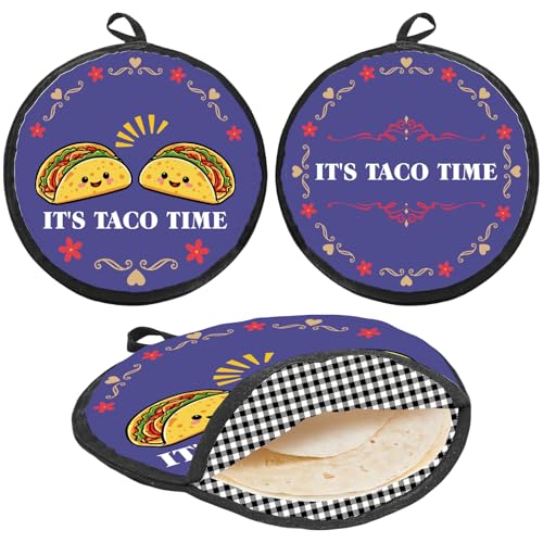 CREATCABIN Tortilla Wärmer Tacos Tortilla Halter Wärmer Tragbar Polyestergewebe Blau Doppeldruck Frischer Mais Isolierte Stoffbeutel Für Mais Tacos Pizza Pfannkuchen Brot Mittagessen Hält Die Wärme von CREATCABIN