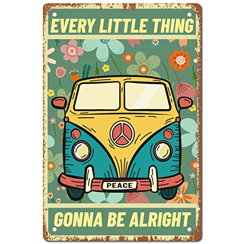 CREATCIN Every Little Thing Gonna Be Alright Peace Vintage Blechschild Aus Metall Retro-Wanddekoration Hausschild Poster Für Zuhause Bar Pub Garten Küche Kaffee Garage Dekoration 12 x 8 Zoll von CREATCABIN
