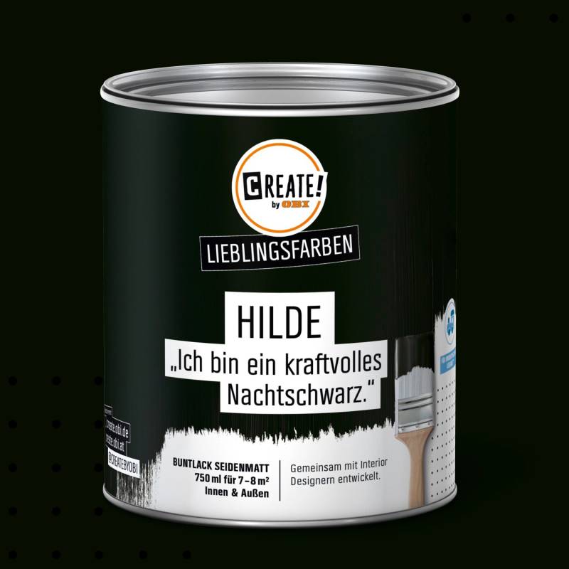CREATE! by OBI Lieblingsfarben Buntlack Hilde Nachtschwarz seidenmatt 750ml von CREATE! by OBI