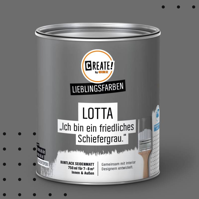 CREATE! by OBI Lieblingsfarben Buntlack Lotta Schiefergrau seidenmatt 750ml von CREATE! by OBI
