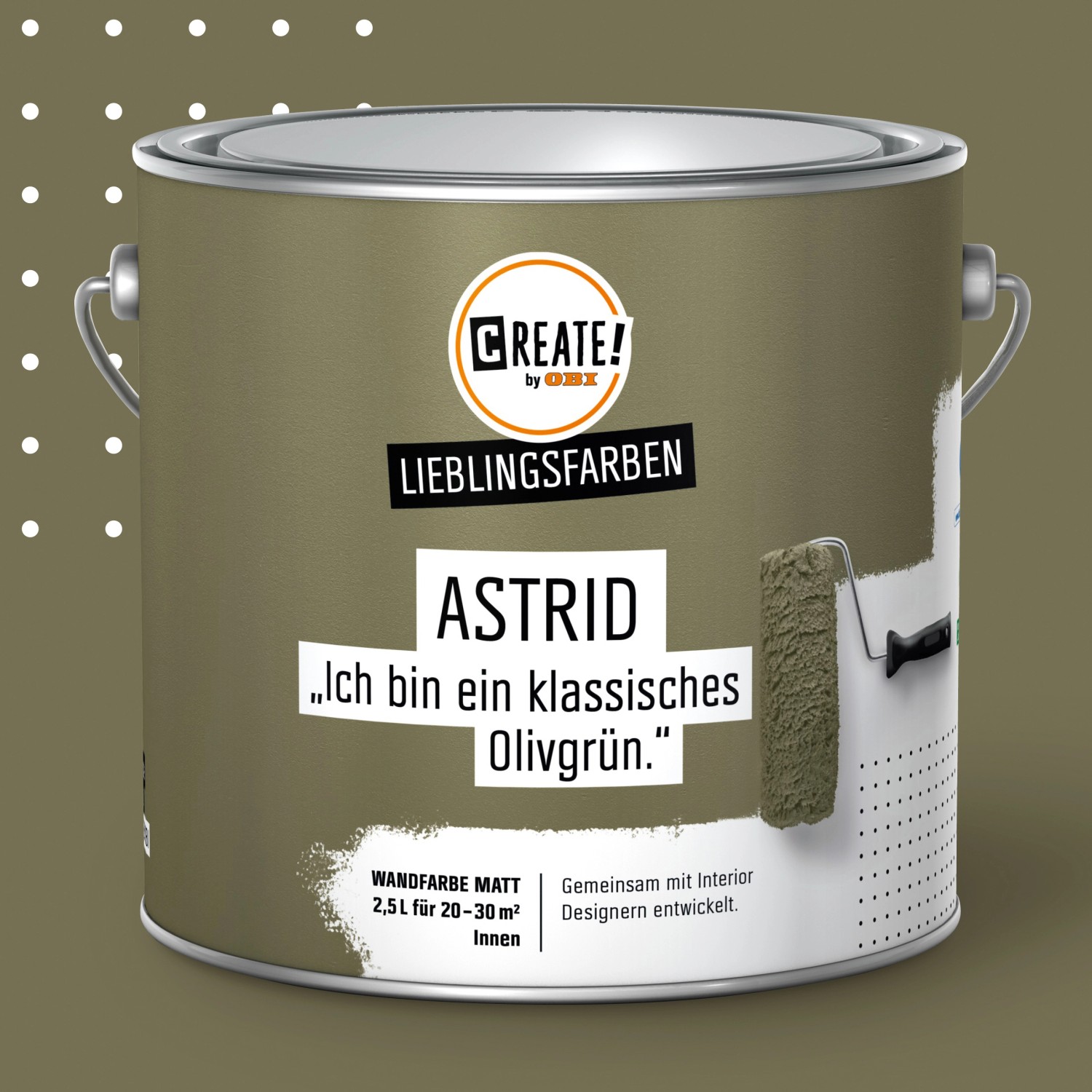 CREATE! by OBI Lieblingsfarben Wandfarbe Astrid Olivgrün matt 2,5 l von CREATE! by OBI