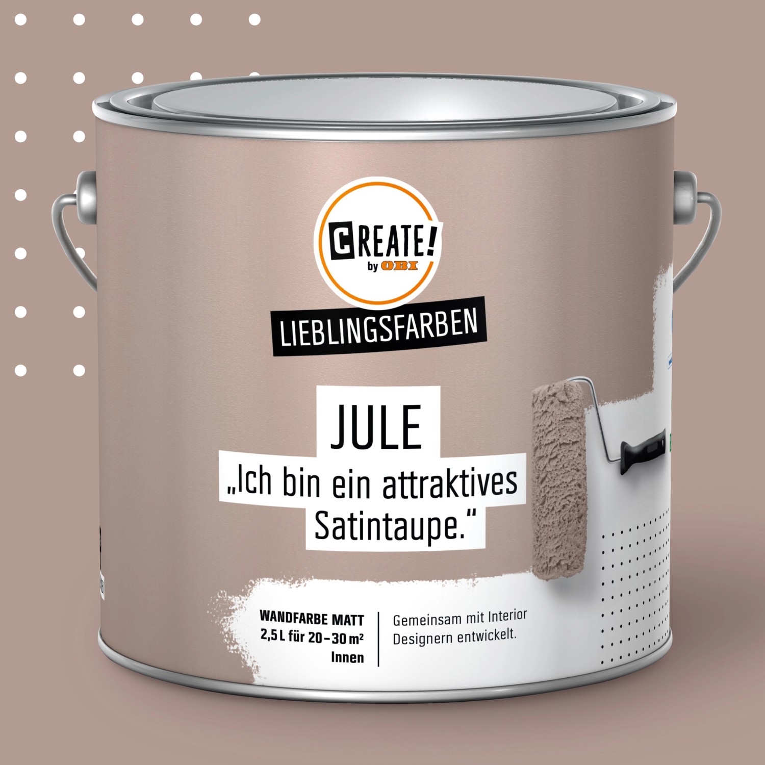 CREATE! by OBI Lieblingsfarben Wandfarbe Jule Satintaupe matt 2,5 l von CREATE! by OBI