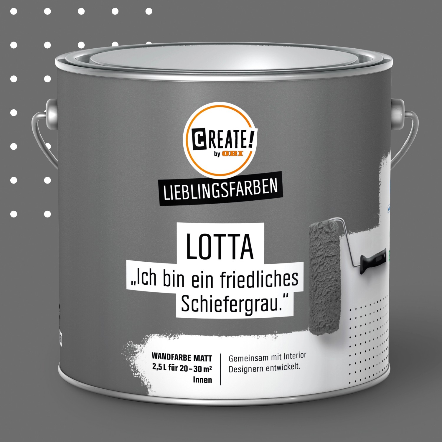 CREATE! by OBI Lieblingsfarben Wandfarbe Lotta Schiefergrau matt 2,5 l von CREATE! by OBI