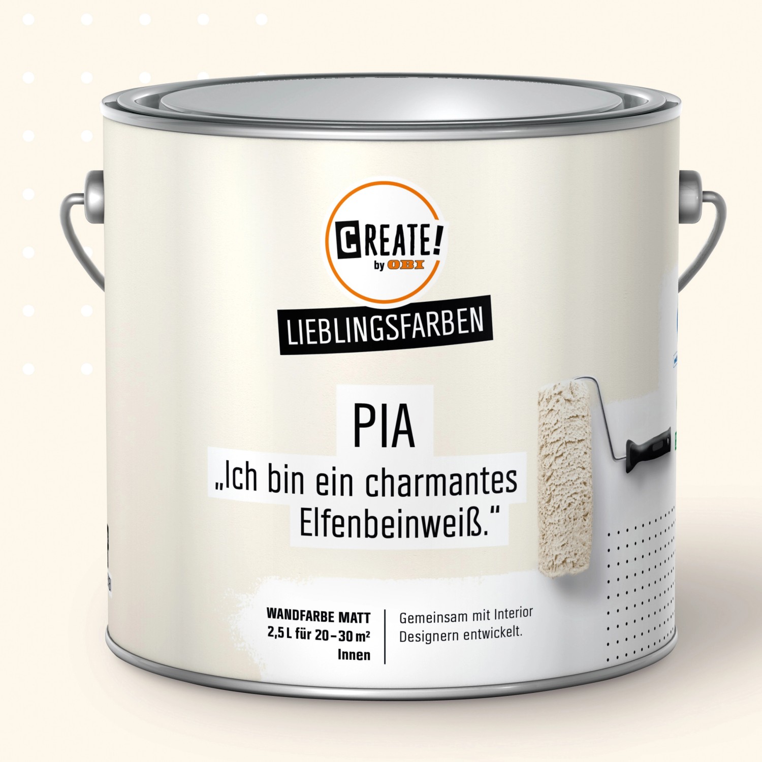 CREATE! by OBI Lieblingsfarben Wandfarbe Pia Elfenbeinweiß matt 2,5 l von CREATE! by OBI