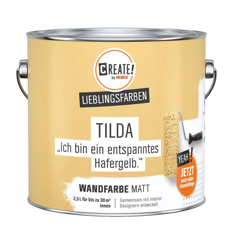 CREATE! by OBI Wandfarbe Lieblingsfarbe Tilda Hafergelb Matt 2,5 l CREATE! by OBI Wandfarbe Lieblingsfarbe Tilda Hafergelb Matt 2,5 l von CREATE! by OBI