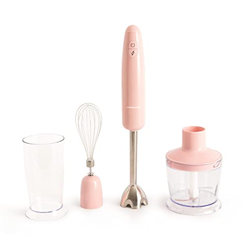 CREATE/FULLMIX RETRO/Stabmixer in Pastellrosa / 1000W, Vintage-Stil, 6 Geschwindigkeiten, 15000U, 500ml Glas, BPA-frei von CREATE