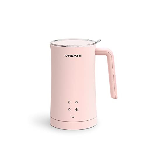 CREATE/MILK FROTHER/Elektrischer Milchschäumer, Pastellrosa/Für heiße oder kalte Milch, Cappuccino und Schokolade, Antihaftbeschichtung, Display, 4 Betriebsarten, 350ml von CREATE