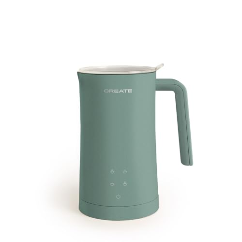 CREATE/MILKFROTHER/Elektrischer Milchaufschäumer Salbeigrün/Touchscreen, 4 Automatikprogramme, Sicherheitssystem, 350ml, heiß oder kalt einsetzbar, 400W von CREATE