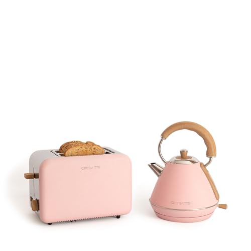 CREATE/PACK - KETTLE RETRO M 1L + TOAST RETRO M/Wasserkocher 1L und Toaster in Pastellrosa von CREATE