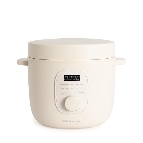 CREATE/REISKOCHER/Multifunktioneller Elektrischer Reiskocher 3L Cremeweiß/Programmierbar bis zu 24h, mit Dämpfeinsatz, bereitet Kuchen, Aufläufe oder Suppen zu, Warmhaltefunktion, 600W von CREATE