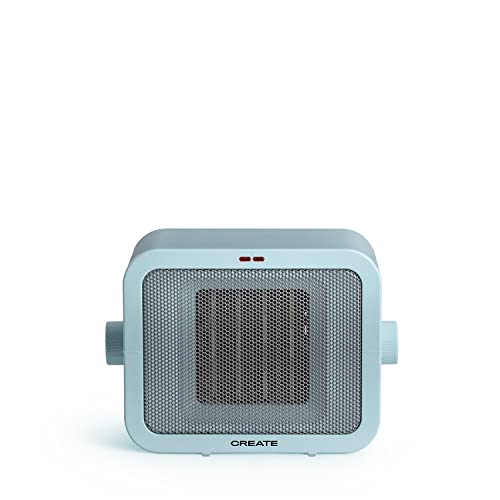CREATE/WARM BOX/Keramik-Heizkörper Pastellblau/Tragbare Heizung, Thermostat, 2 Leistungen, PTC-Heizung, Überhitzungsschutz, 1500W von CREATE