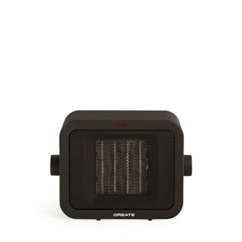 CREATE/WARM BOX/Keramik-Heizkörper Schwarz/Tragbare Heizung, Thermostat, 2 Leistungen, PTC-Heizung, Überhitzungsschutz, 1500W von CREATE