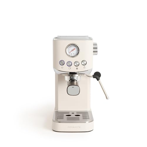 CREATE / THERA CLASSIC COMPACT/Espressomaschine Cremeweiß / 20 bar, Halbautomatik, Cold Brew Funktion, Doppelauslauf, 1.2L Tank, für gemahlenen Kaffee und ESE-Pads 55mm, mit Aufschäumer, 1350W von CREATE