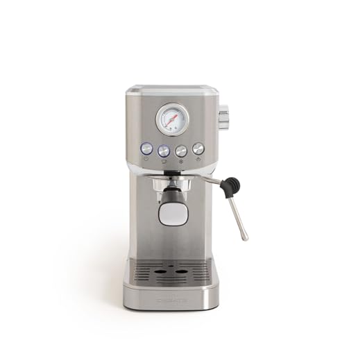 CREATE / THERA CLASSIC COMPACT/Espressomaschine Edelstahl / 20 bar, Halbautomatik, Cold Brew Funktion, Doppelauslauf, 1.2L Tank, für gemahlenen Kaffee und ESE-Pads 55mm, mit Aufschäumer, 1350W von CREATE