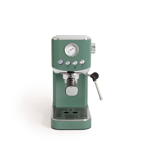 CREATE / THERA CLASSIC COMPACT/Espressomaschine Salbeigrün / 20 bar, Halbautomatik, Cold Brew Funktion, Doppelauslauf, 1.2L Tank, für gemahlenen Kaffee und ESE-Pads 55mm, mit Aufschäumer, 1350W von CREATE