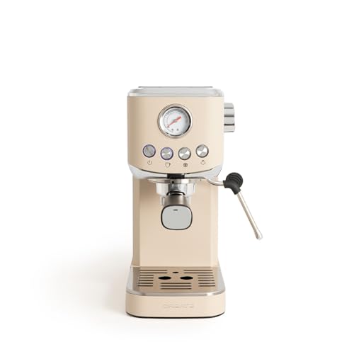 CREATE / THERA CLASSIC COMPACT/Espressomaschine Sand / 20 bar, Halbautomatik, Cold Brew Funktion, Doppelauslauf, 1.2L Tank, für gemahlenen Kaffee und ESE-Pads 55mm, mit Aufschäumer, 1350W von CREATE