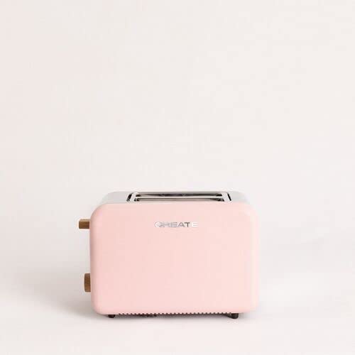 CREATE/TOAST RETRO/Rosa Toaster / 6 Leistungsstufen, Krümelschublade, Thermostat, Auftauen, Aufwärmen, 2 breite Scheibenschlitze, 850W von CREATE