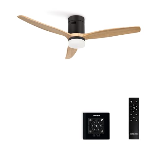 CREATE / WINDCALM/Deckenventilator mit Beleuchtung Schwarz Hellesholzflügel mit Fernbedienung und Wandschalter / 40W, Leise, Ø132cm, ABS, 6 Geschwindigkeiten, Timer, DC-Motor, Sommer-Winterbetrieb CREATE / WINDCALM/Deckenventilator mit Beleuchtung Schwarz Hellesholzflügel mit Fernbedienung und Wandschalter / 40W, Leise, Ø132cm, ABS, 6 Geschwindigkeiten, Timer, DC-Motor, Sommer-Winterbetrieb von CREATE