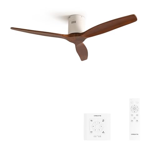 CREATE / WINDCALM/Deckenventilator Weiß Dunkelholzflügel mit Fernbedienung und Wandschalter / 40W, Leise, Ø132cm, ABS, 6 Geschwindigkeiten, Timer von 1 bis 4 Std., DC-Motor, Sommer-Winterbetrieb CREATE / WINDCALM/Deckenventilator Weiß Dunkelholzflügel mit Fernbedienung und Wandschalter / 40W, Leise, Ø132cm, ABS, 6 Geschwindigkeiten, Timer von 1 bis 4 Std., DC-Motor, Sommer-Winterbetrieb von CREATE
