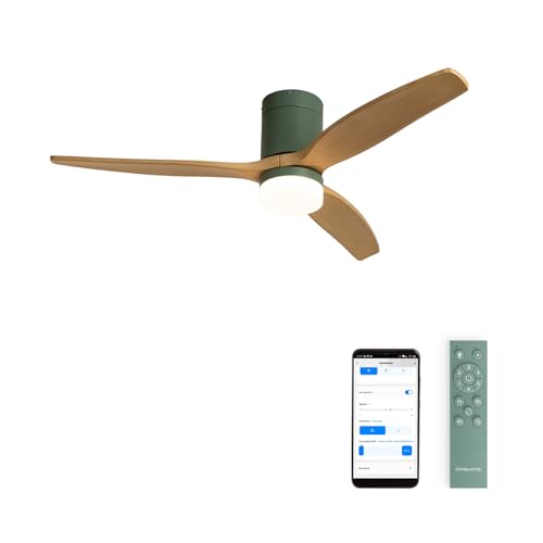 CREATE / WINDCALM M/Deckenventilator mit Beleuchtung Salbeigrün Hellesholzflügel mit WLAN und Fernbedienung / 40W, Leise, Ø132cm, ABS, 3 LED-Temperaturen, Timer, Sommer-Winterbetrieb CREATE / WINDCALM M/Deckenventilator mit Beleuchtung Salbeigrün Hellesholzflügel mit WLAN und Fernbedienung / 40W, Leise, Ø132cm, ABS, 3 LED-Temperaturen, Timer, Sommer-Winterbetrieb von CREATE