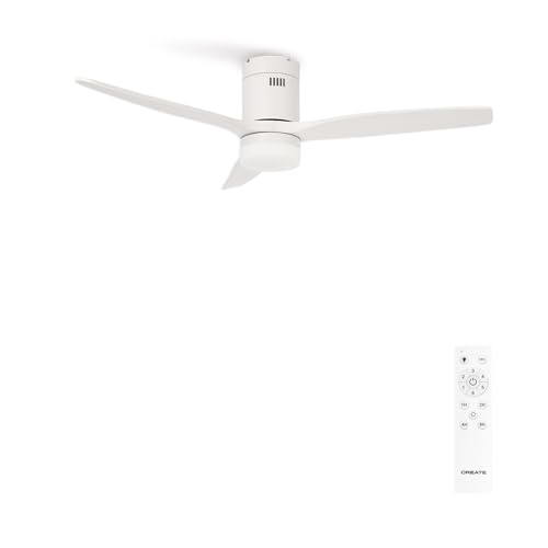CREATE / WINDCALM PATIO/Deckenventilator Weiß weiße Flügel mit Beleuchtung und Fernbedienung für Außenbereich/Leise, Timer, Programmierbar, 6 Geschwindigkeiten, 40W, Ø132cm von CREATE
