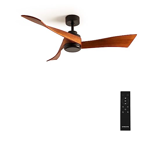 CREATE / WINDCURVE/Deckenventilator Schwarz Dunkelholzflügel mit Fernbedienung / 40W, Leise, Ø132cm, 6 Geschwindigkeiten, Timer, DC-Motor, Sommer-Winterbetrieb von CREATE