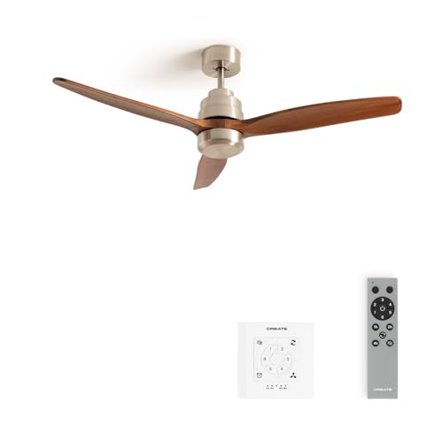 CREATE / WINDSTYLANCE/Deckenventilator Nickel Dunkelholzflügel mit Fernbedienung und Wandschalter / 40W, doppelte Höhe, Ø132 cm, 6 Geschwindigkeiten, Timer, DC-Motor, Sommer-Winterbetrieb von CREATE