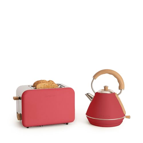 CREATE/PACK - KETTLE RETRO M 1L + TOAST RETRO M/Wasserkocher 1L und Toaster in Rot von CREATE