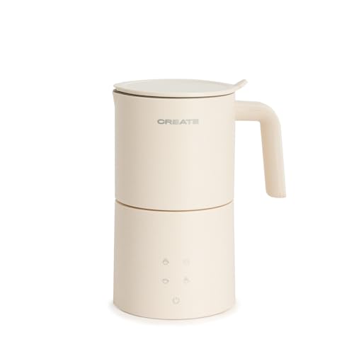 CREATE Milk Froher Studio Pro Elektrischer Milchaufschäumer, gebrochenes Weiß, spülmaschinenfest, Touchscreen, 4 Programme, Sicherheitssystem, 620 ml, Kalt- oder Warmanwendung, 450 W von CREATE