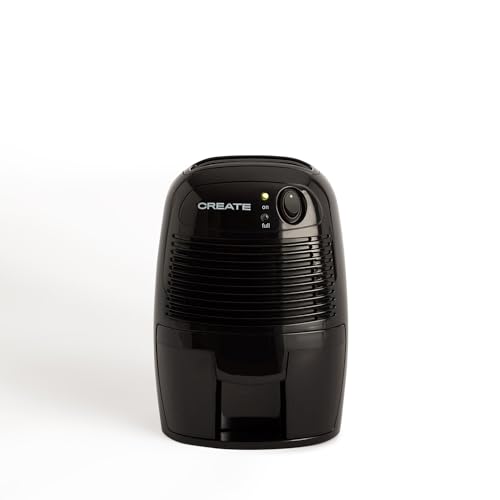 CREATE Mini-Luftentfeuchter, 500 ml, schwarz, klein und handlich, LED-Anzeige, Peltier-System, sehr leise und einfach zu bedienen, automatisches Abschaltsystem, 22 W von CREATE