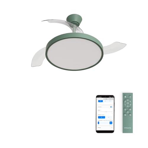 CREATE / WIND CLEAR STUDIO M/Deckenventilator mit Beleuchtung Salbeigrün mit WLAN und Fernbedienung / 40W, Timer, Ø108 cm, einziehbare Flügel, 3 LED-Temperaturen, Sommer-Winterbetrieb von CREATE