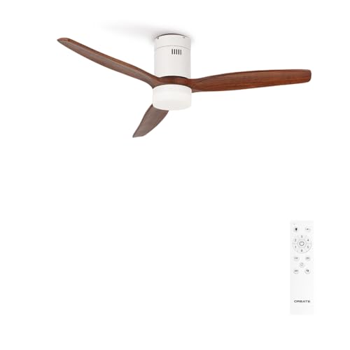 CREATE / WINDCALM NATURAL WOOD M/Deckenventilator mit Beleuchtung Weiß Dunkelholzflügel mit Fernbedienung / 40W, Timer, Ø132 cm, 6 Geschwindigkeiten, Sommer-Winterbetrieb von CREATE