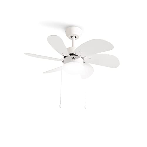 CREATE / WINDEASY/Deckenventilator Weiß umkehrbare Naturholzflügel mit Beleuchtung / 53W, Leise, Ø86cm, 3 Geschwindigkeiten, AC-Motor, Sommer-Winterbetrieb von CREATE