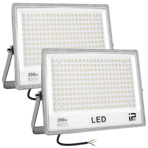 CREATESTAR 2 Stück LED Strahler Außen 200W, IP66 Wasserdicht Superhell Led Strahler, 20000LM Außenstrahler Led Scheiwerfer,6500K Kaltweiß Flutlicht Ledled strahler für Auffahrt,Hinterhof,Garten CREATESTAR 2 Stück LED Strahler Außen 200W, IP66 Wasserdicht Superhell Led Strahler, 20000LM Außenstrahler Led Scheiwerfer,6500K Kaltweiß Flutlicht Ledled strahler für Auffahrt,Hinterhof,Garten von CREATESTAR