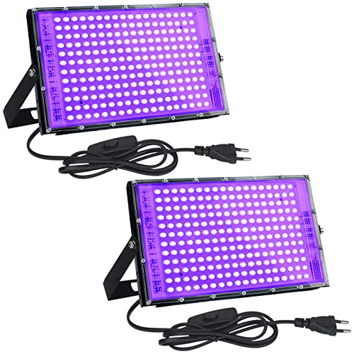 CREATESTAR LED Schwarzlicht Strahler 150W 2er, UV Schwarzlichtlampe 395-400nm, UV Strahler Flutlicht IP65 Wasserdicht Partylicht für Bar Halloween Aquarium Neon Glühparty Fluoreszierende Effekte von CREATESTAR