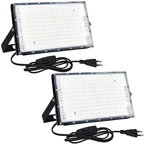 CREATESTAR LED Strahler 150W 2er, LED Strahler Außen, Superhell 15000LM Außenstrahler, 6500K Kaltweiß LED Fluter mit IP65 Wasserdicht für Garten, Garage, Sportplatz, Terrassen von CREATESTAR