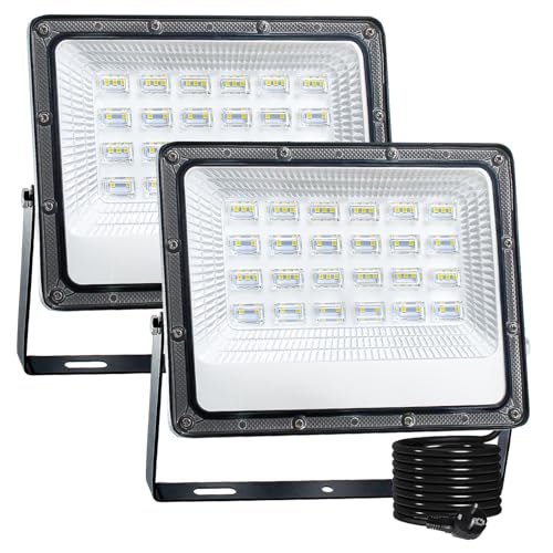CREATESTAR LED Strahler Außen, 50W Baustrahler Außenstrahler 6500K Kaltweiß Scheinwerfer IP66 Wasserdicht, LED Fluter für Lager, Hof, Garten, Sportplatz, Garage, Parkplatz, 2 Stück von CREATESTAR