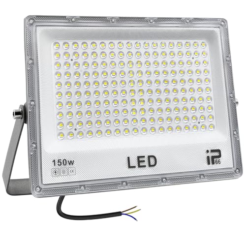 CREATESTAR LED Strahler Außen 150W, IP66 Wasserdicht Superhell Led Strahler, 14750LM Außenstrahler Led Scheiwerfer,6500K Kaltweiß Flutlicht Ledled strahler für Auffahrt,Hinterhof,Garten,Werkstatt von CREATESTAR