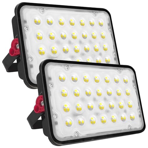 CREATESTAR LED Strahler Außen 50W, 2 Stück Baustrahler 5000LM Außenstrahler 6500K Kaltweiß Scheinwerfer IP66 Wasserdicht, LED Fluter für Lager, Garage, Sportplatz, Garten, Hof, Parkplatz von CREATESTAR