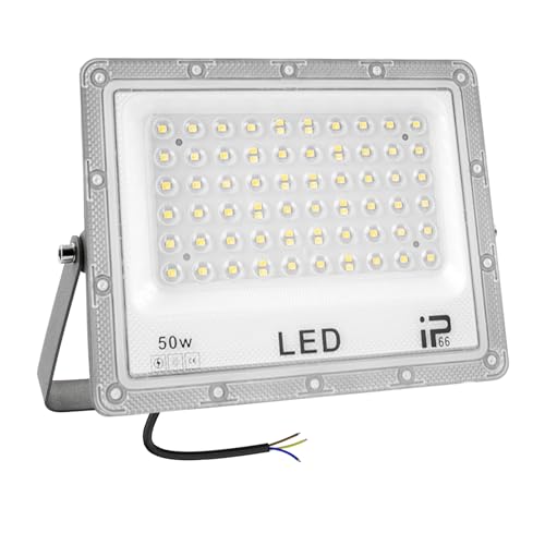 CREATESTAR LED Strahler Außen 50W, IP66 Wasserdicht Superhell Led Strahler, 4916LM Außenstrahler Led Scheiwerfer,6500K Kaltweiß Flutlicht Ledled strahler für Auffahrt,Hinterhof,Garten,Werkstatt von CREATESTAR