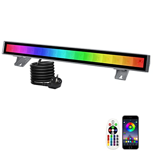 CREATESTAR RGB LED Strahler, 48W RGB Wallwasher Licht, LED Bar Lichteffekte IP66 Wasserdicht Smart Partylichter mit Fernbedienung und APP Kontrolle für Aussen Innen Baum Party Garten von CREATESTAR