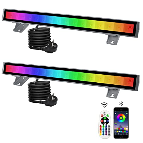 CREATESTAR RGB LED Strahler, 48W RGB Wallwasher Licht, LED Bar Lichteffekte IP66 Wasserdicht Smart Partylichter mit Fernbedienung und APP Kontrolle für Aussen Innen Baum Party Garten von CREATESTAR