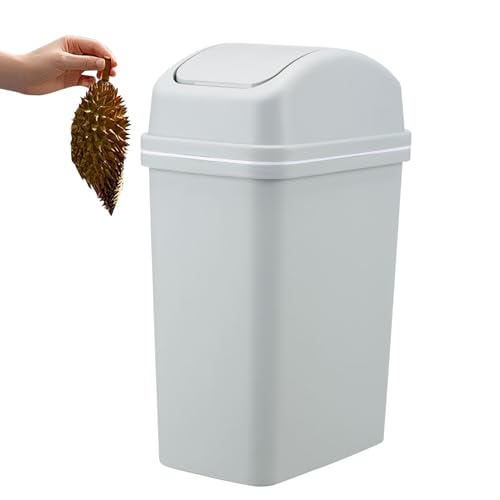 Abfalleimer mit Deckel, Swing Top Papierkorb - 10L hohe Mülltonne mit Schwenklicht,Verdickter Küchenabfall, auslaufsichere Mülltonne im Bad, Mülleimer im Schlafzimmer zum Geschirr von CREATEYI